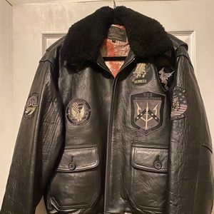 Topgun Official US Navy Leather Flight Jacket in Medium